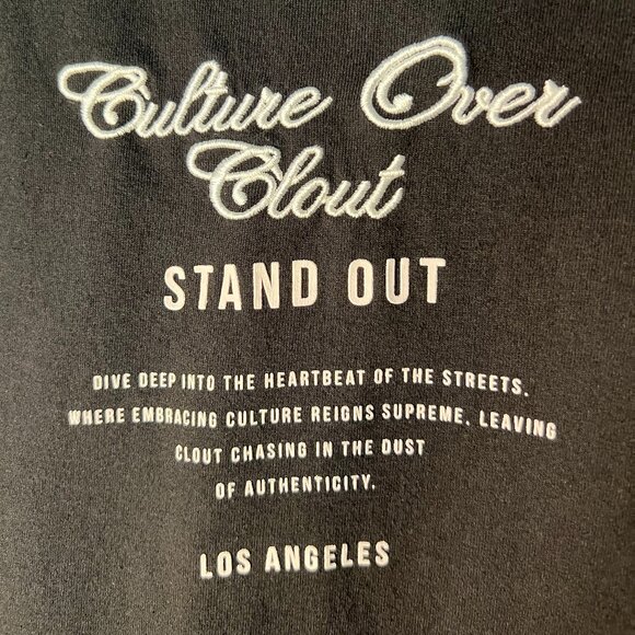 Bordo Cromato CR-24 "Culture over Clout" Black Embroidered Tee T-Shirt SZ Med - Picture 3 of 6